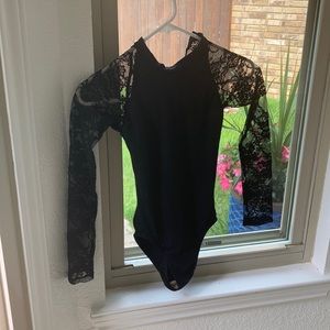 Petite adult, Suffolk, black lace leotard
